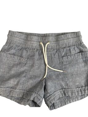 Athleta Light Blue Cabo 100% Linen 4" Shorts Size 4 Coastal Classic Drawstring